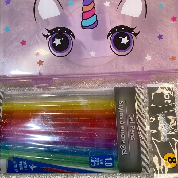 NRFP 🦄 New Bundle Set Unicorn Pen Pencil Craft Box / Set of 8 Glitter Gel Pens - Picture 3 of 7